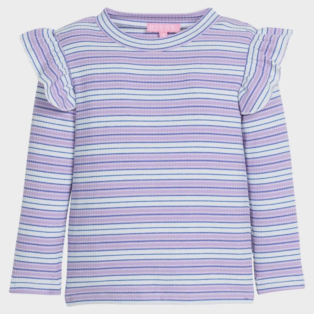 NEW BISBY girl's sadie long sleeve top in concord stripe